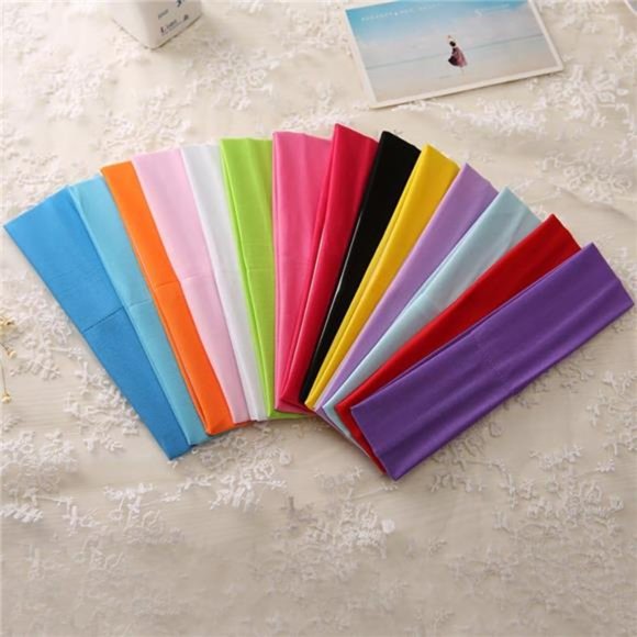 14pcs Mixed Colors Yoga Sports Headbands for Women - Soft Elastic Stretch Girls - Picture 2 of 5